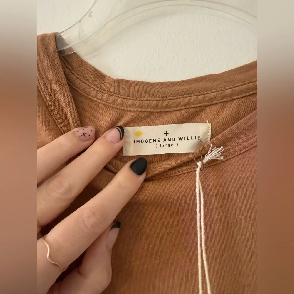 Imogene and Willie Brown Tan Cross T Shirt. size large - Picture 2 of 6